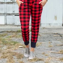 Rogue Society Apparel® Buffalo Plaid And Polka Joggers BOTTOMS
