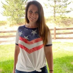 Little Bear Boutique Stars And Stripes Chevron Tee SHORT SLEEVES