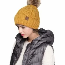 Little Bear Boutique Fleece Lined C.C Beanie With Pom ACCESSORIES