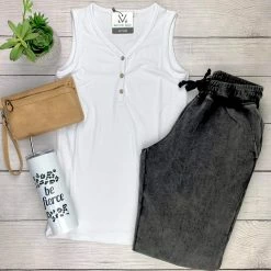 Michelle Mae Addison Henley Tank - White