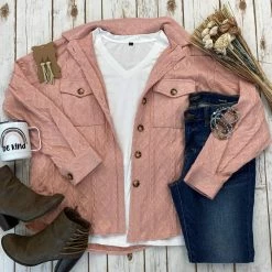 Michelle Mae Cable Knit Jacket - Dusty Rose