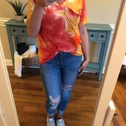 Rogue Society Apparel® SHORT SLEEVES Sunrise Tie Dye Slouchy Pocket Tee